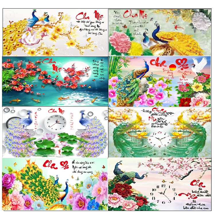 Tranh đính đá Cha Mẹ Đá AB cao cấp