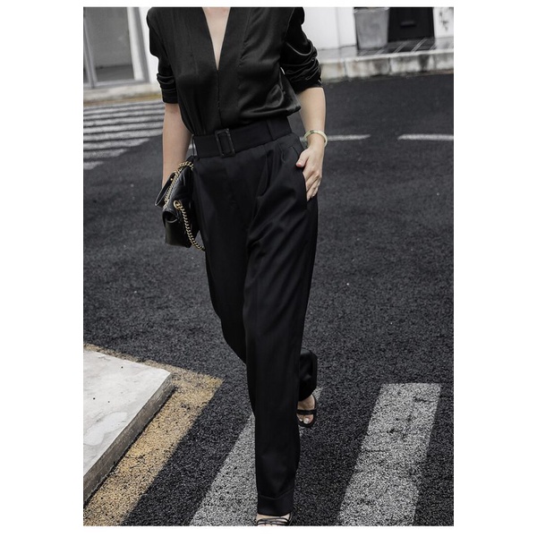 Áo sơ mi nữ lụa satin thiết kế tay lỡ cổ V Gemmi fashion, AS658