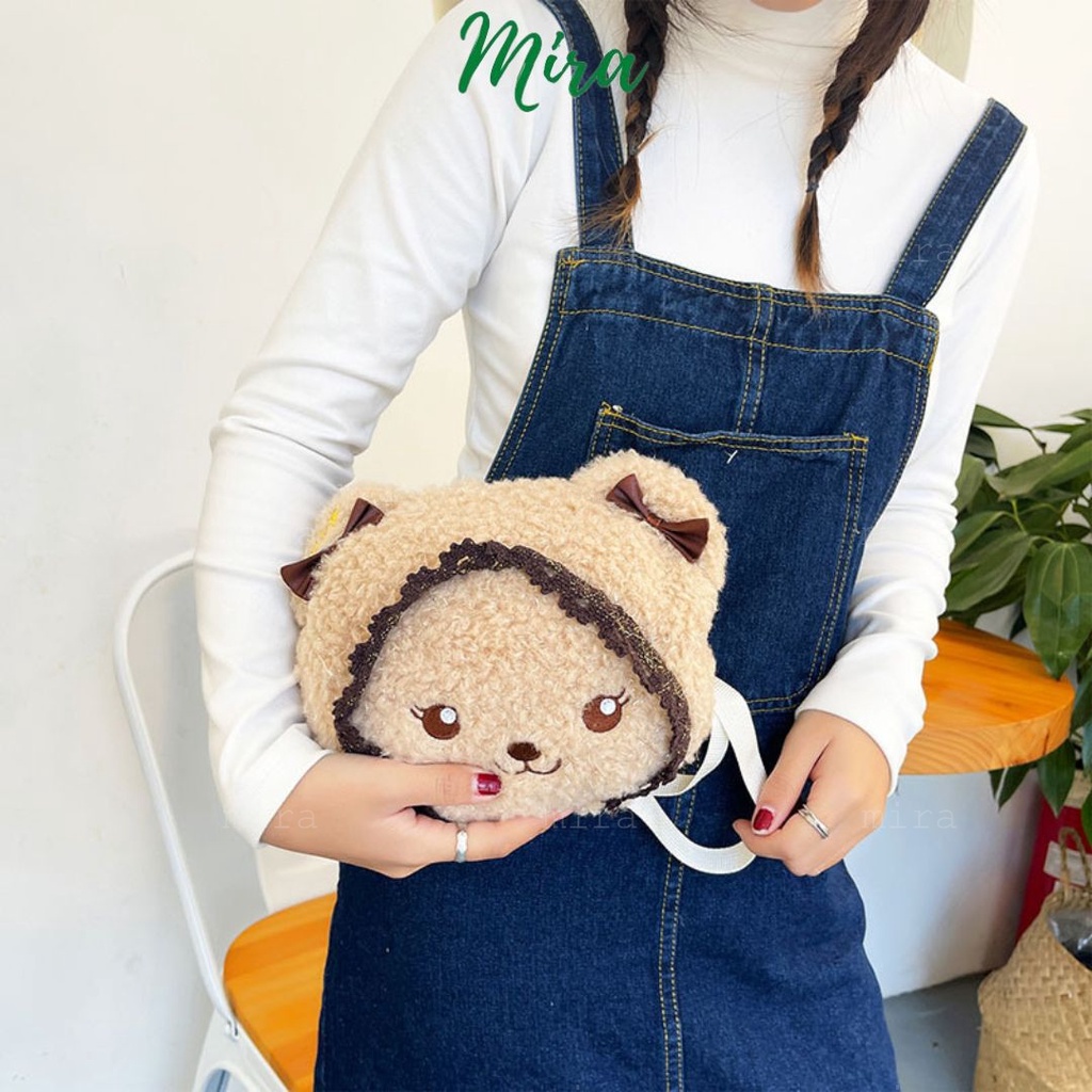 Túi Đeo Chéo Cho Bé Hình Gấu Nâu Phủ Lông Dễ Thương Cute Cho Nữ Phong Cách Ulzzang Hàn Quốc MIRA-TV58609