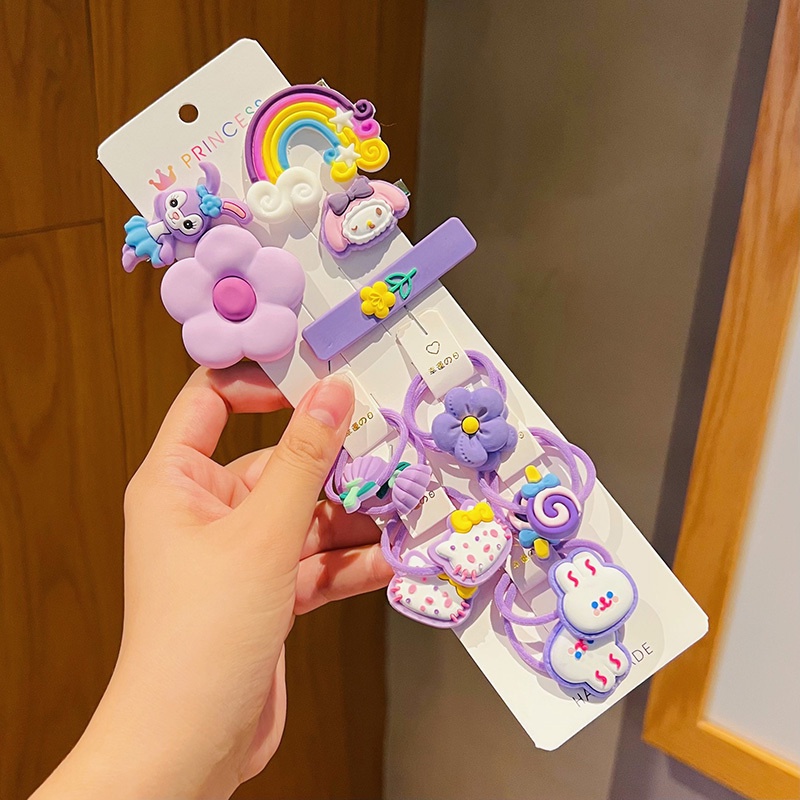 Set 15 Kẹp Tóc Hình Chú Chó Màu Sắc Cầu Vồng Dễ Thương Cho Bé
