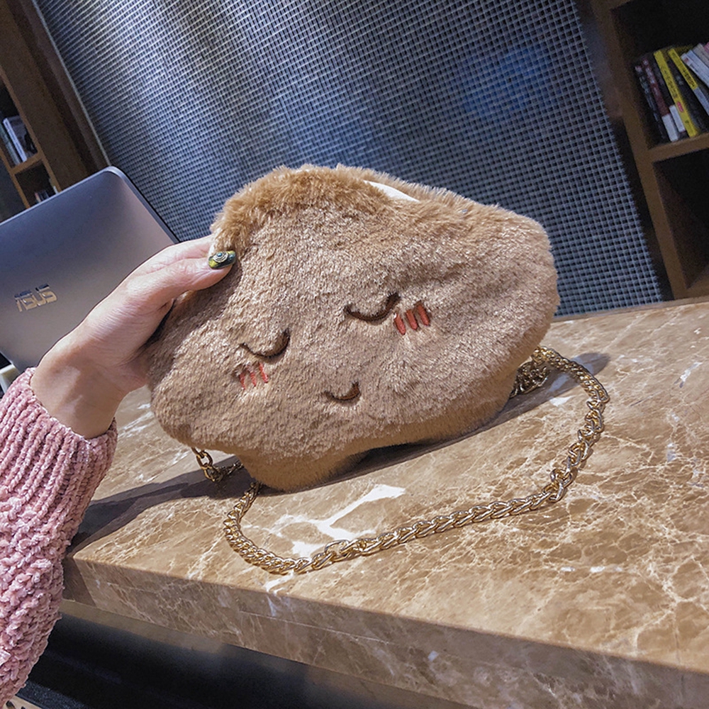 Túi đeo chéo hình đám mây phối lông thiết kế dễ thương cho nữ | BigBuy360 - bigbuy360.vn