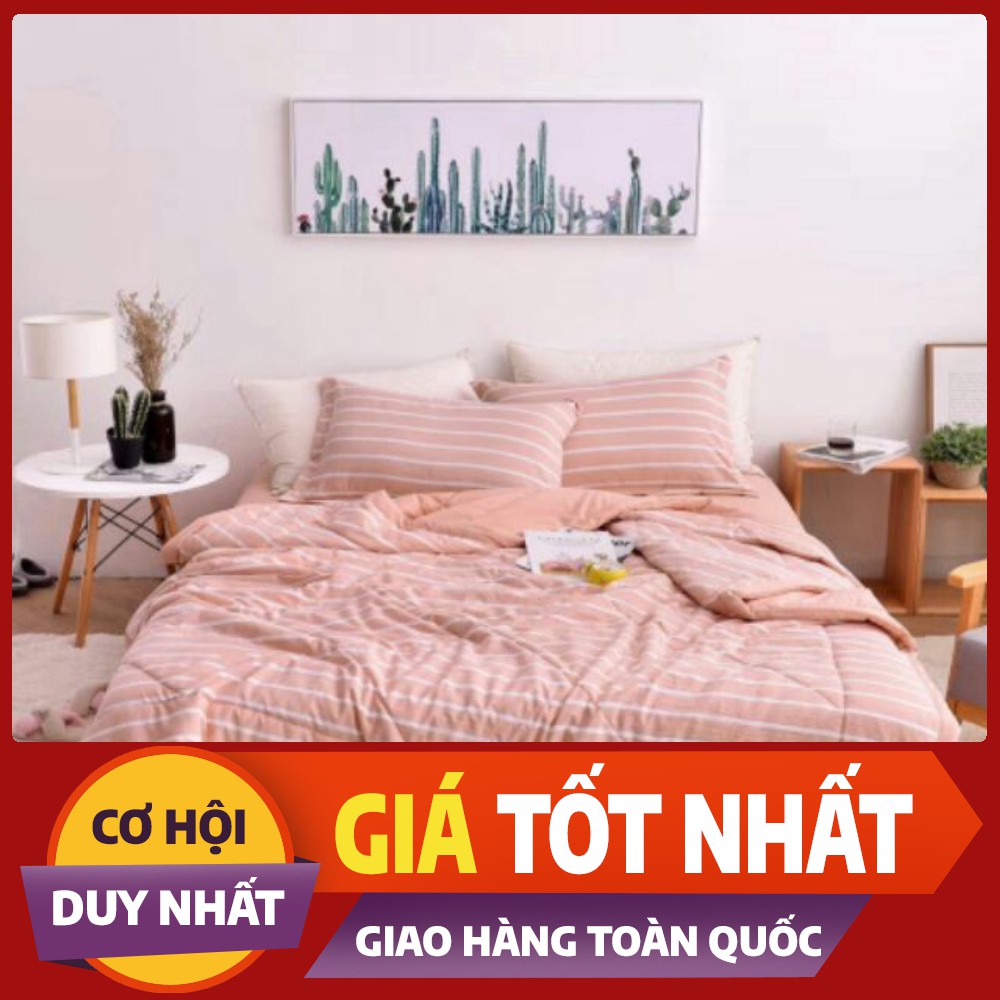 Set 4 món chăn ga gối trần bông đũi nhập khẩu Nhật Bản ( chat để chọn mẫu)