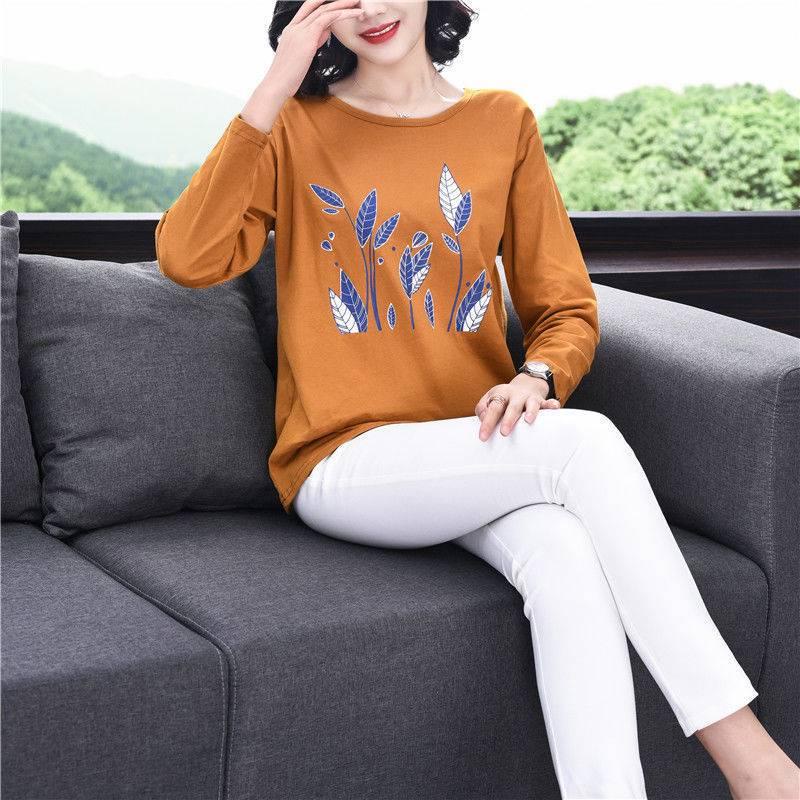 Áo thun tay dài dáng rộng thời trang cho phụ nữ trung niên