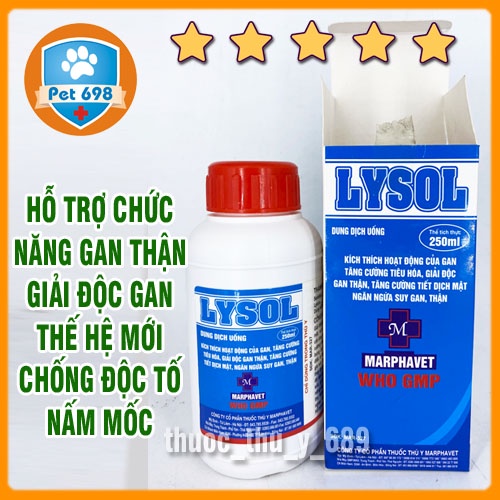 LYSOL 250ml  hỗ trợ giải đ.ộc gan thận, bồi bổ cơ thể, chống đ.ộc tố nấm mốc trên gà, vịt, ngan, cút, chim cảnh