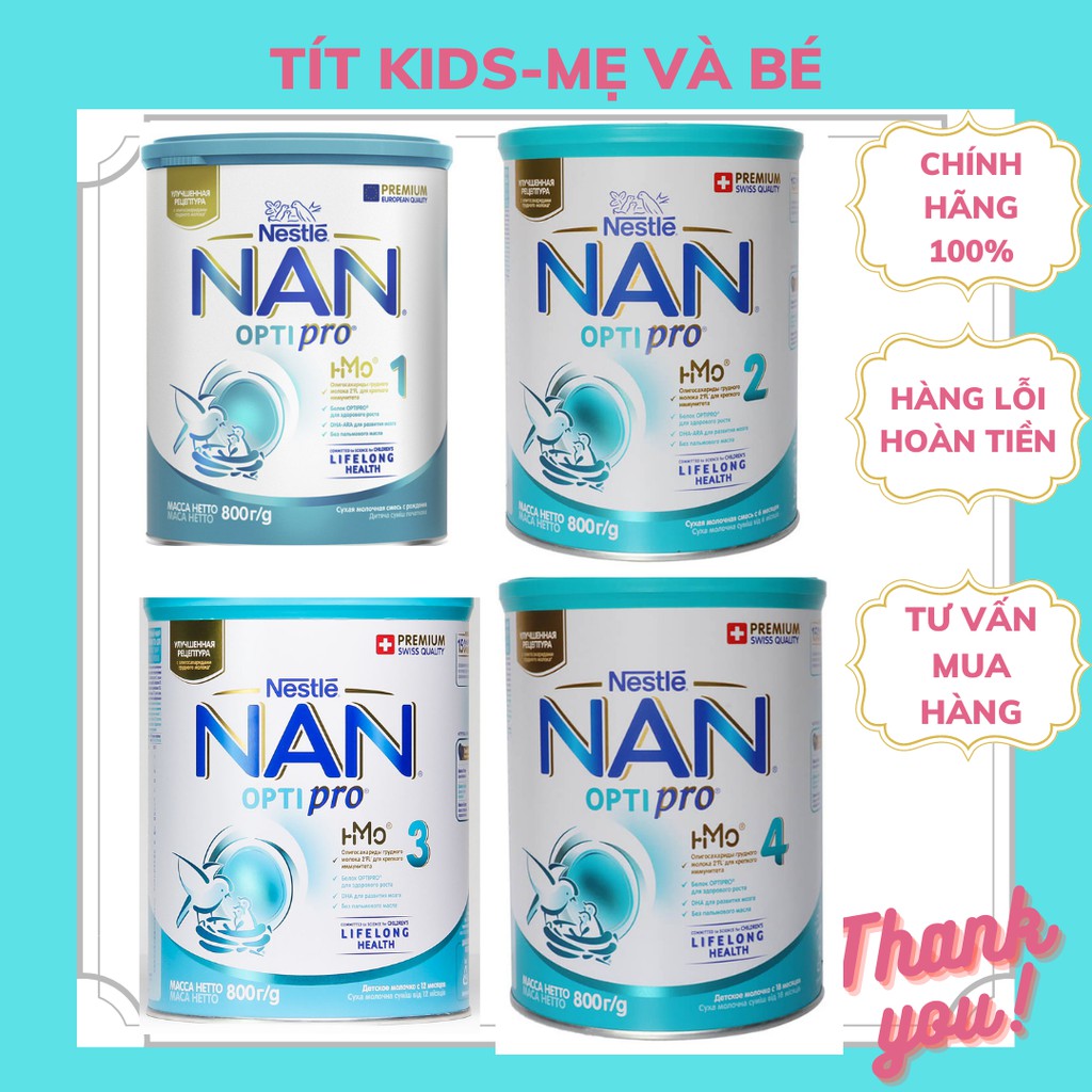Sữa Nan Optipro HMO Nga mẫu mới đủ số 1,2,3,4-hộp 800g