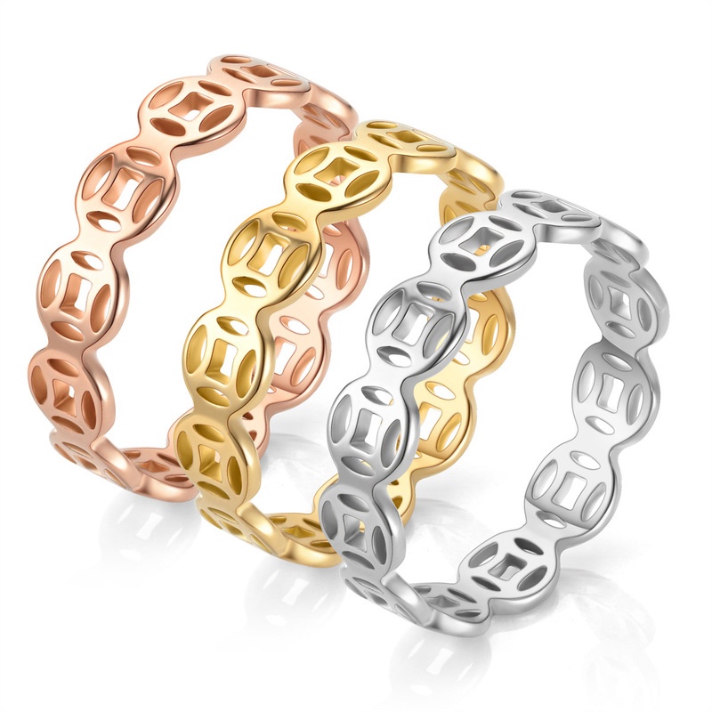 Nhẫn Thép Titan 4mm Phong Cách retro Mới Cho Nam Và Nữ