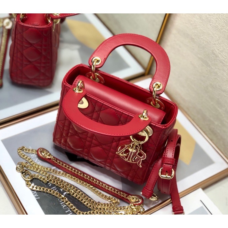 Túi xách nữ da thật cao cấp thương hiệu Lady Dior CD mini size 17 hàng vip 1-1