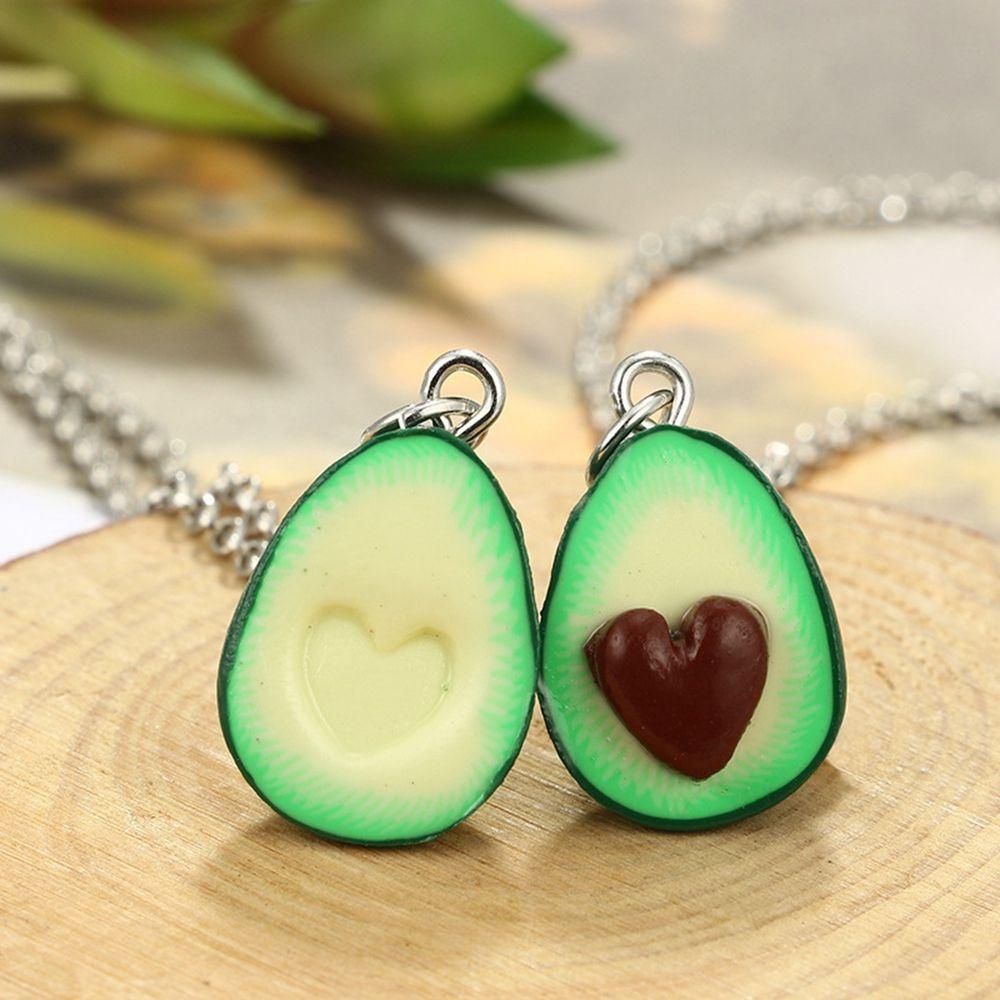 Set Vòng cổ Tình Bạn Mặt Hình Quả Bơ Màu Xanh Lá Phong Cách Bohemian