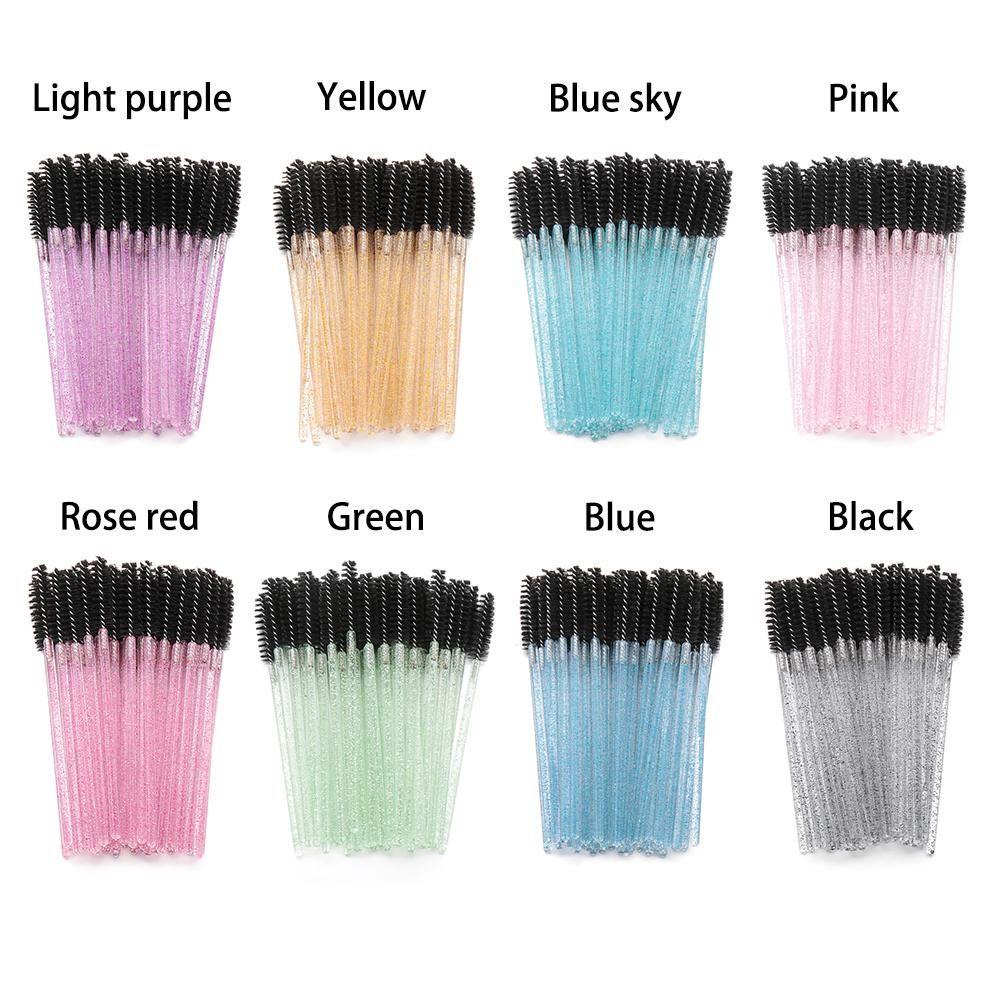 NIUYOU Set 50 Cọ Trang Điểm Lông Mi Tay Cầm Đính Đá Pha Lê Sử Dụng Một Lần