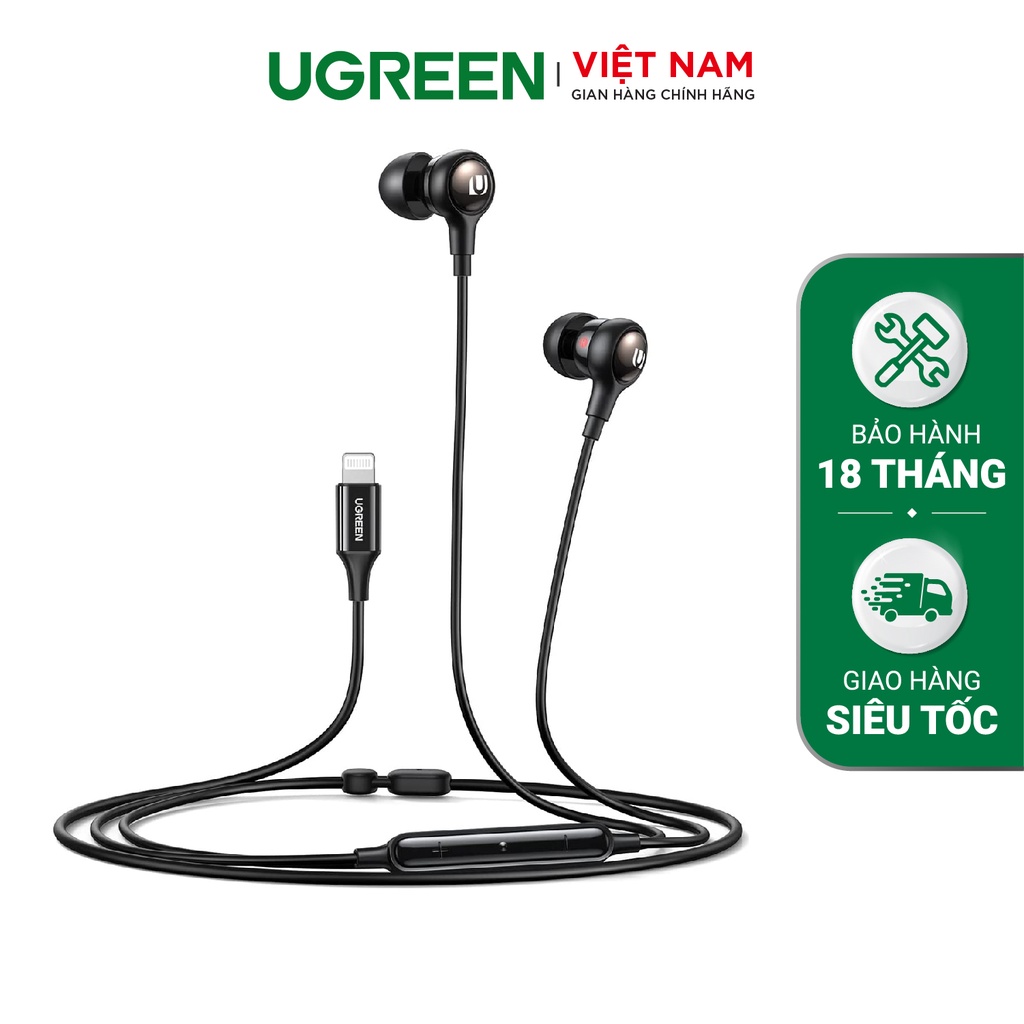 Tai nghe có dây UGREEN 30631 Tích hợp micrô và điều khiển âm lượng cổng lightning