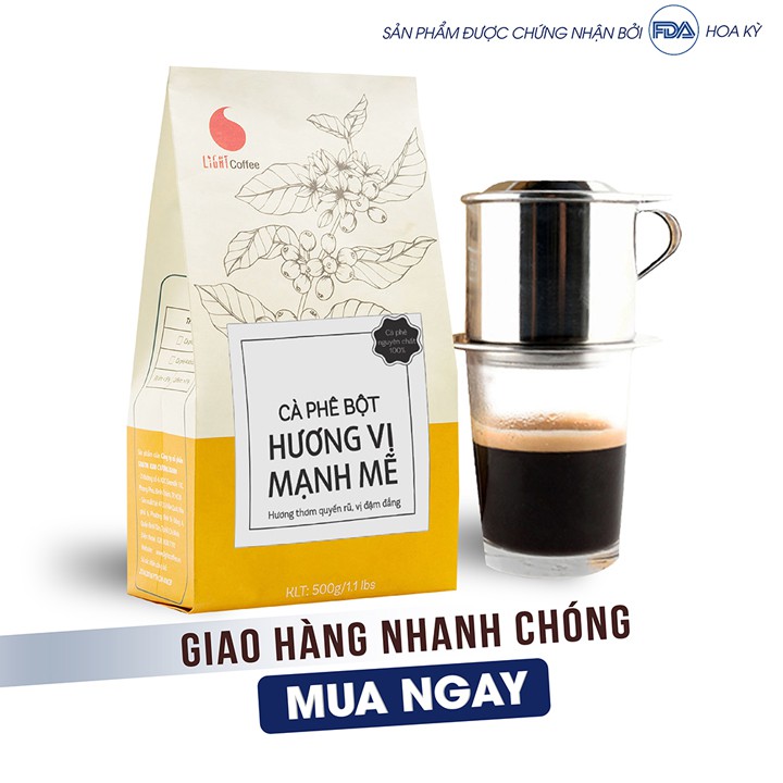 Cafe Hương Vị Mạnh Mẽ Light Coffee Gói 500g - Tặng Cà phê Sữa Light Coffee Gói 50g