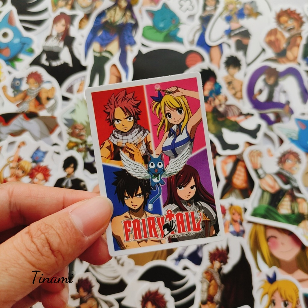 Bộ 50 Hình dán anime Sticker Fairy Tail Hội đuôi tiên trọn bộ hình dán không thấm nước mực in sắc nét trang trí