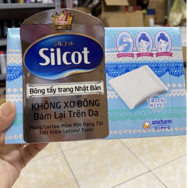 Bông tẩy trang Silcot 82 miếng Nhật Bản Hộp 82 miếng cao cấp