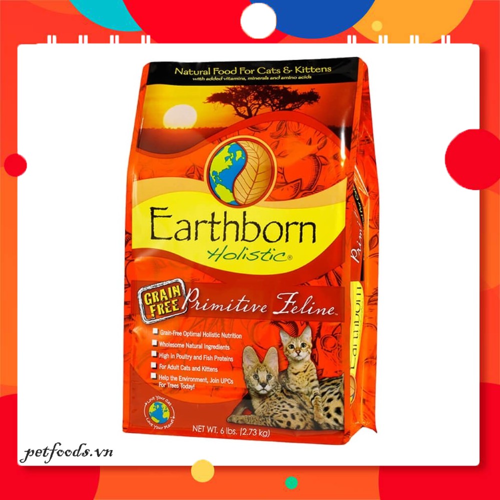 Hạt cho mèo EARTHBORN Primitive Feline 50g vị Gà, Cá Hồi &amp; Cá Trích