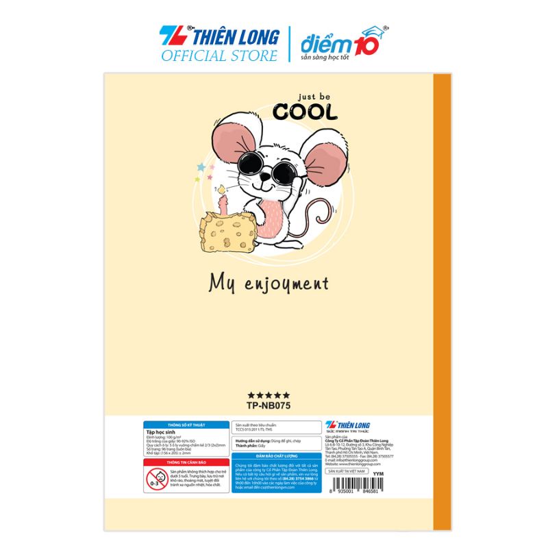 Tập học sinh 96 trang 5 ô ly vuông 100 gsm Điểm 10 TP-NB075