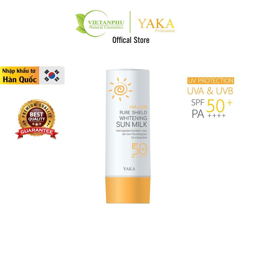 Sữa chống nắng dưỡng trắng Yaka Hàn Quốc 70ml Pure Shield Whitening Sun Milk SPF 50+/ PA++++