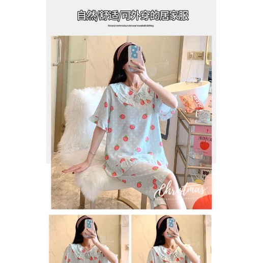 Bộ đồ kiêu mặc nhà lanh tôn tole cộc tay kèm quần lửng cổ bâu nhật, bigsize đế 110kg, lamh hai da !