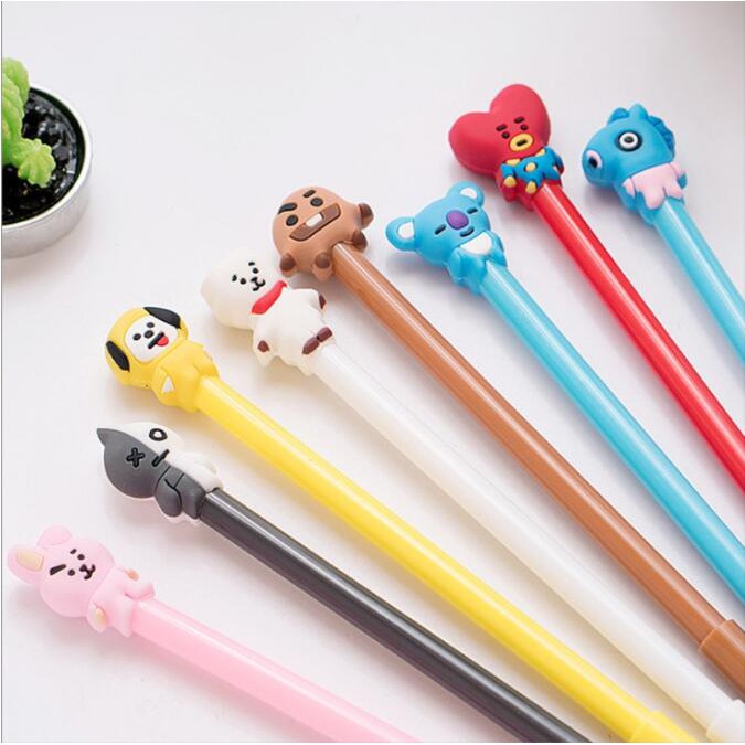 Bút Bi Mực Đen Ngòi 0.5MM In Hoạ Tiết Hoạt Hình BTS JIN JIN JIN VAN RM BT21