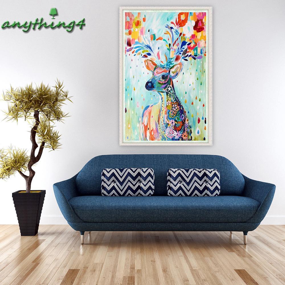 Bộ tranh thêu đính đá 5D DIY hinh hươu nhiều màu đẹp mắt