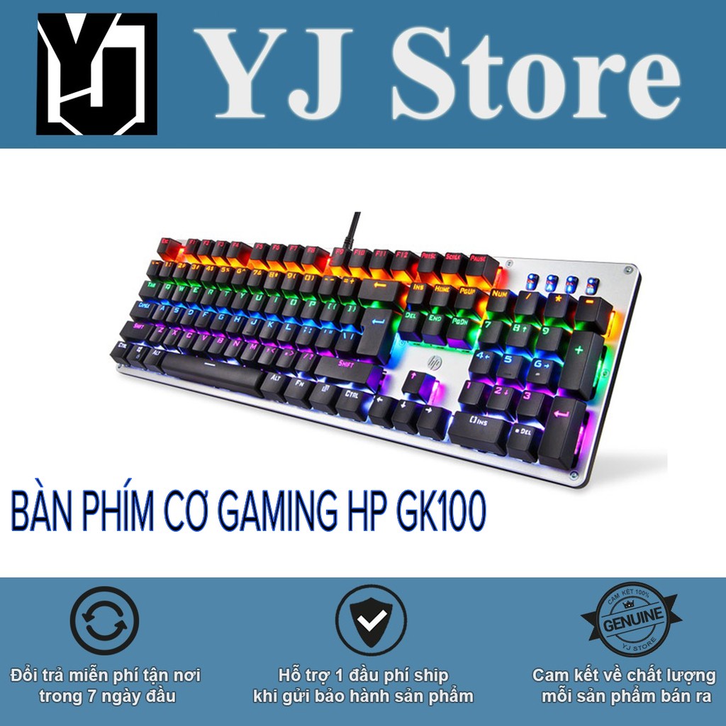 Bàn phím cơ chuyên game HP GK100 phiên bản 4 chế độ hiệu ứng đèn led 6 màu tuyệt đẹp-YJ