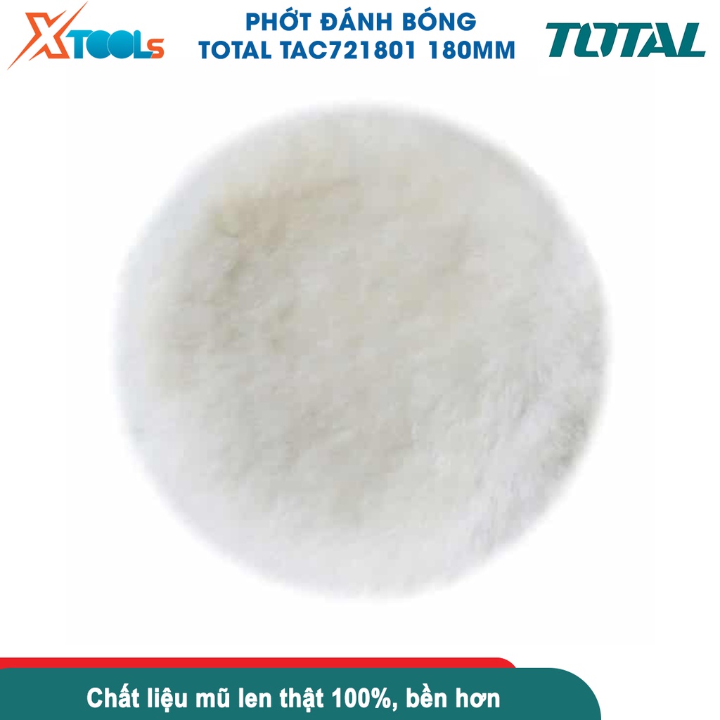Phớt đánh bóng TOTAL TAC721801 180mm, nỉ đánh bóng mũ len thật 100% độ mịn cao xoá xước sơn xe ô tô [CHÍNH HÃNG][XTOOLS]