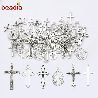 Mặt dây chuyền Beadia bằng hợp kim hình thánh giá kiểu Mỹ thời trang DIY