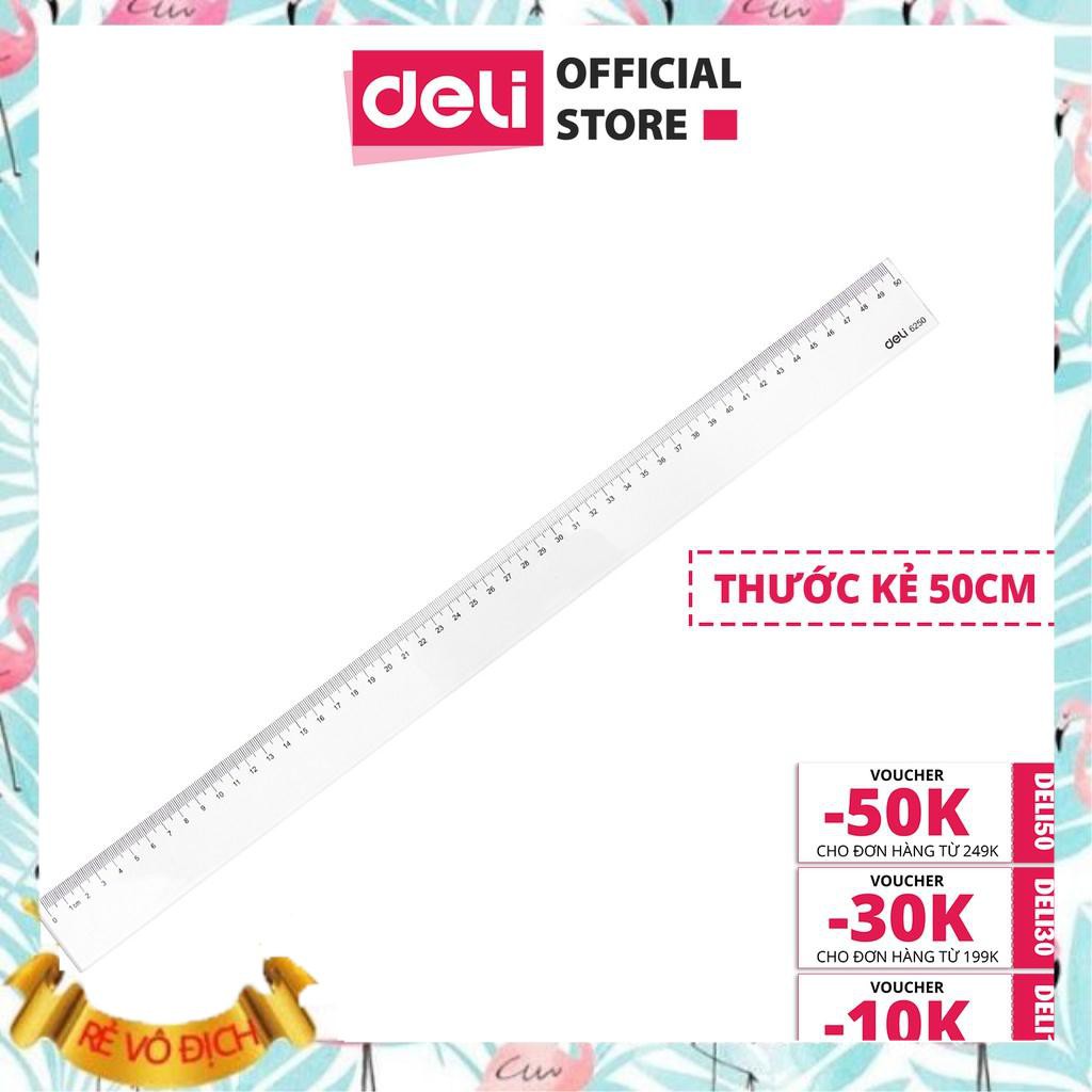 Thước kẻ nhựa 50cm Deli, trong suốt - 1 chiếc - E6250