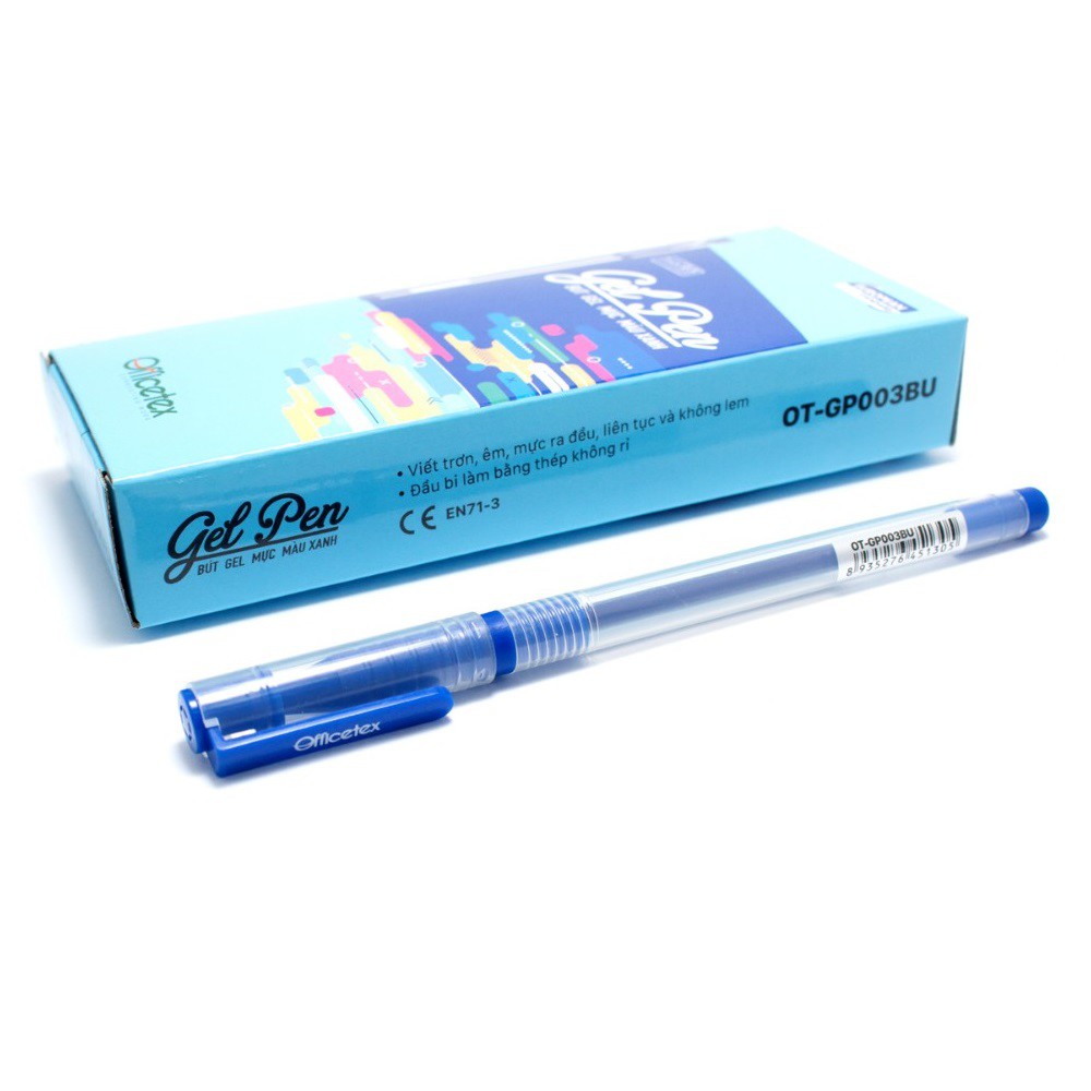 [Mã LIFEBOOK1 giảm 30K đơn 150K] Bút gel Officetex OT-GP003BU 0.5mm (Hộp 12 chiếc)