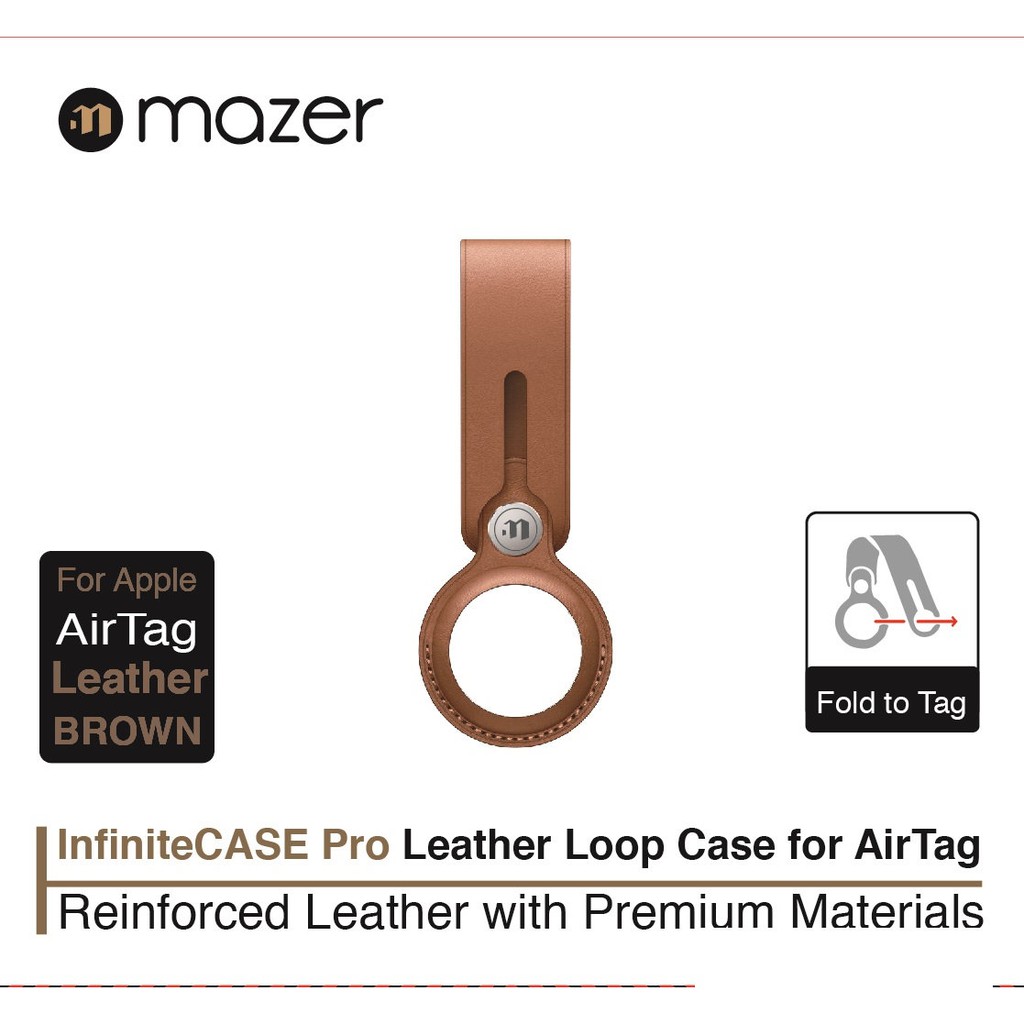 Vỏ bảo vệ Apple AirTag - Mazer AirTag Loop Leather [CHÍNH HÃNG PHÂN PHỐI, BẢO HÀNH 1 NĂM]