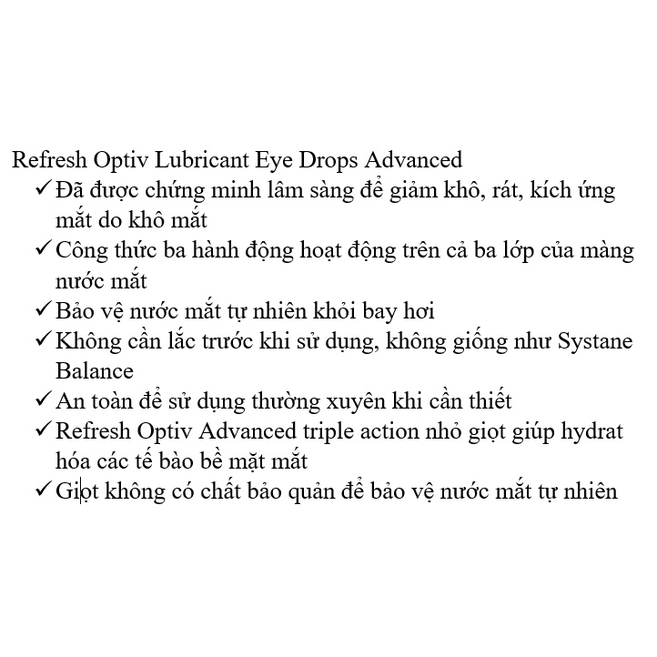 [DATE 2/2023] Refresh Optive Advanced Lubricant Eye Drops 10ML