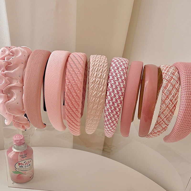 Băng Đô Cài Tóc Rửa Mặt Màu Hồng Dễ Thương Thời Trang Hàn Quốc Cho Nữ / Trẻ Em