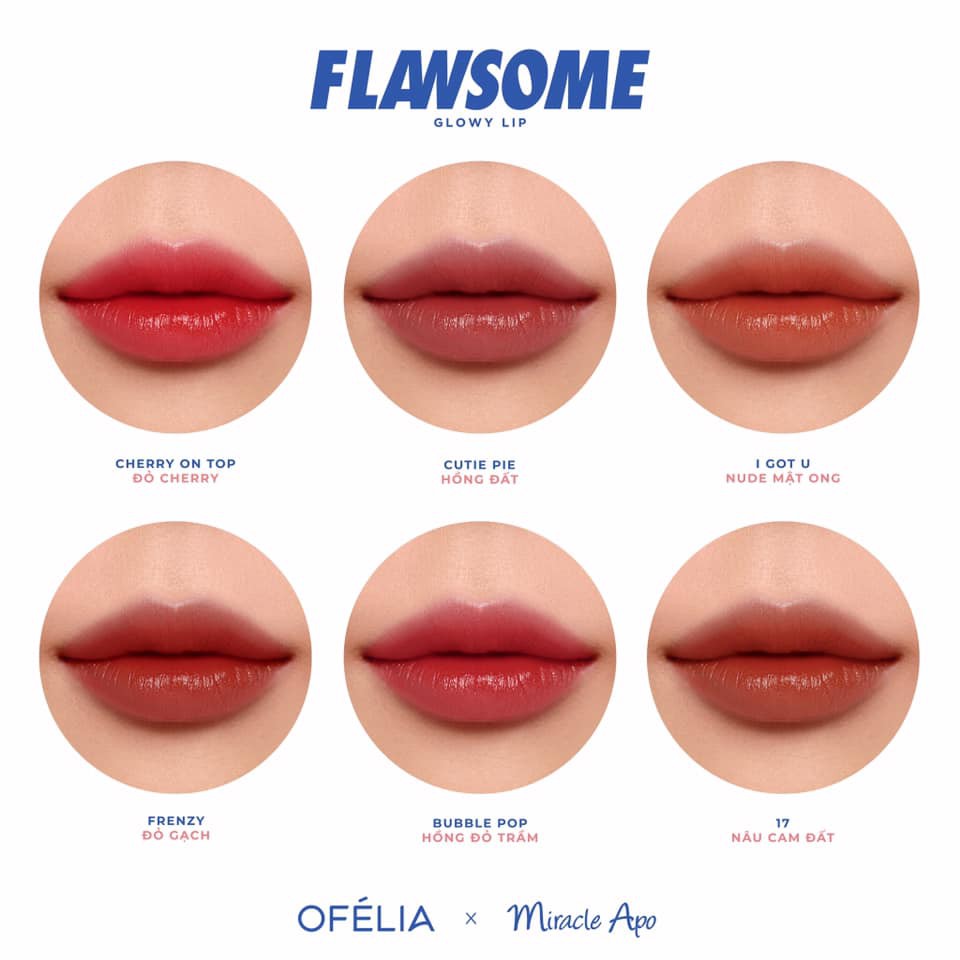 (Set 2) Son thỏi OFELIA x MIRACLE APO FLAWSOME GLOWY LIP