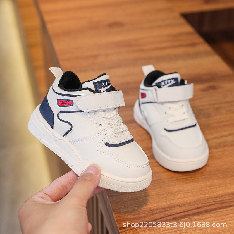 Giầy snearker bé trai da Pu dầy dặn,giày cao cổ bé trai