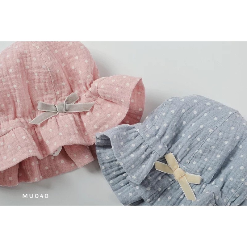 Mũ vải bé gái đính nơ cao cấp MU040