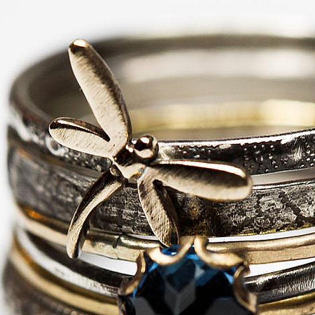 Nhẫn Nhiều Lớp Hình Chuồn Chuồn Bằng Hợp Kim Cho Nam