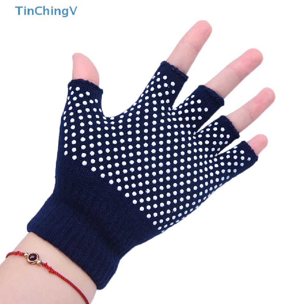 1 Đôi Găng Tay Hở Ngón Bằng Cotton Thoáng Khí Chống Trượt Dùng Tập Yoga / Thể Hình