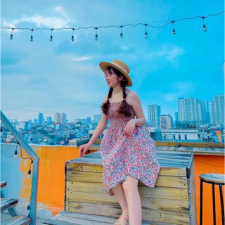 Đầm hai dây Maxi voan hoa Jameela