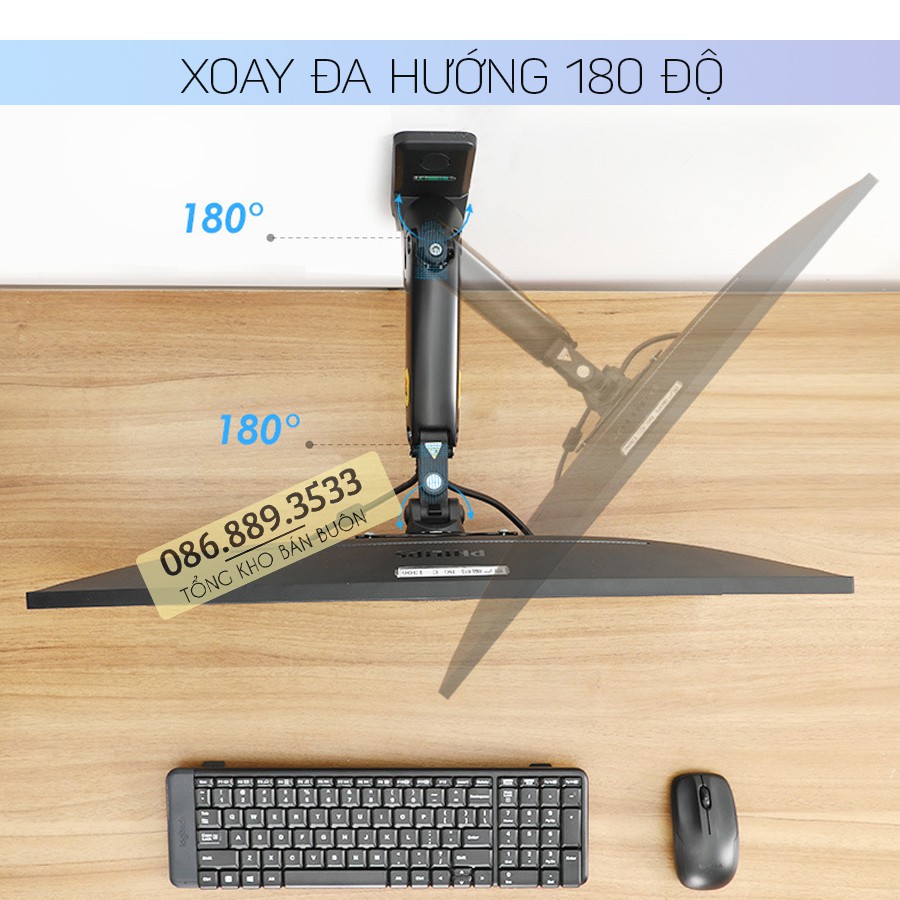 Giá treo màn hình máy tính North Bayou NB F120 17 - 27 inch - Tay treo màn hình có thể nâng lên hạ xuống được