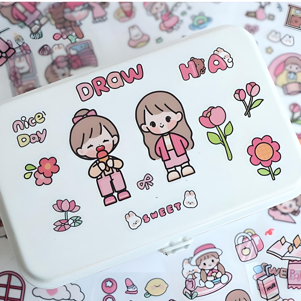 Sticker cute anime dán sổ dán mũ bảo hiểm dán điện thoại đồ dùng cá nhân giá rẻ trong suốt dễ thương 1 tấm ngẫu nhiên -0