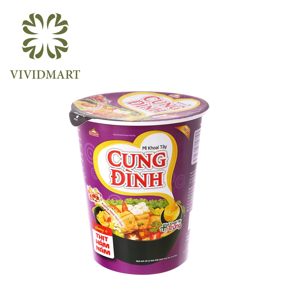 Ly lẻ MÌ LY KHOAI TÂY CUNG ĐÌNH: BÒ, GÀ, SƯỜN HEO, THỊT HẦM NẤM, MĂNG, NGŨ QUẢ, TÔM, CUA BỂ, CHUA CAY CHAY GÓI65G MICOEM