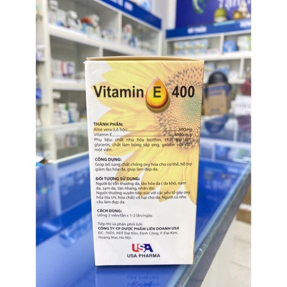 [Chính hãng] Viên uống Vitamin E 400 iu Giúp làm đẹp da - bổ sung vtm E 400mg ngăn ngừa lão hóa, tốt cho sinh lý