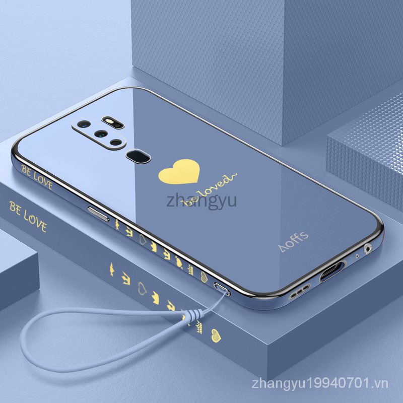 Ốp điện thoại mềm mạ điện chống sốc có dây đeo cho OPPO A9 A5 2020