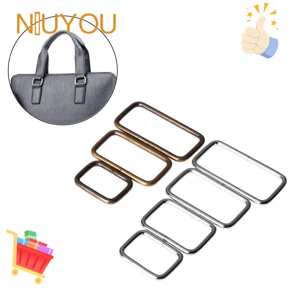 LAKAMIER 10Pcs Handmade Rectangle Ring Buckle Adjustable Strong Metal Webbing High Quality DIY Backpack Accessories