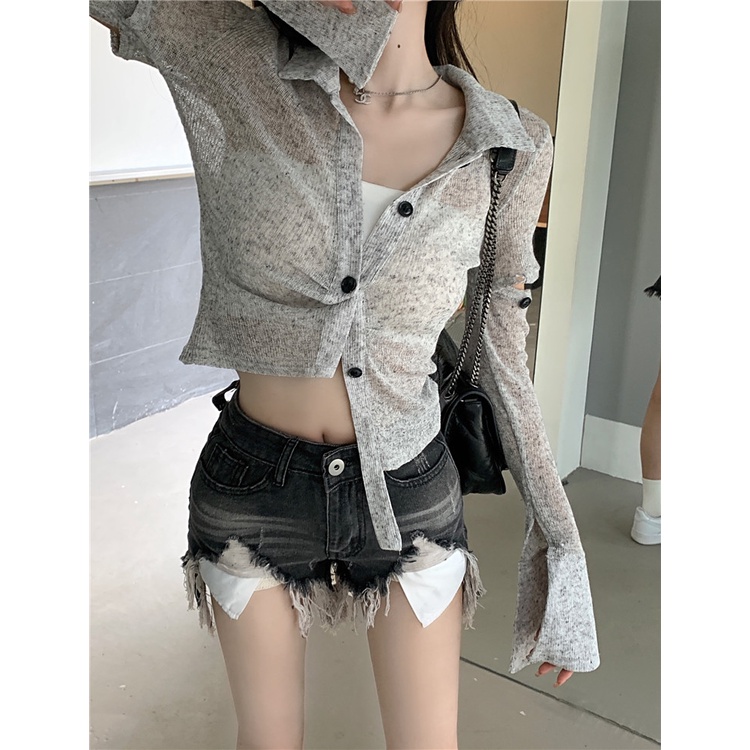 Áo Dệt Kim Tay Dài Dáng Ôm Phong Cách Thời Trang Hàn Quốc Dành Cho Nữ