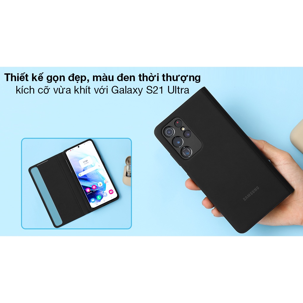 Bao Da Smart Clear View Kèm Bút SPen Samsung Galaxy S21 Ultra Chính hãng