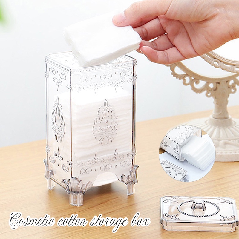 Giá Đỡ Bông Tẩy Trang Tự Điều Chỉnh Kèm Nắp Đậy Tiện Dụng