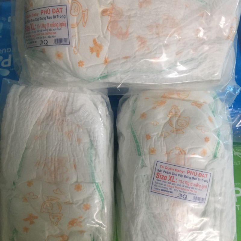 Bỉm trần trẻ em phú đạt bộ 100 miếng M, 90 L, 80 XL siêu tiết kiệm, kháng khuẩn, có vách ngăn chống tràn, thấm hút tốt