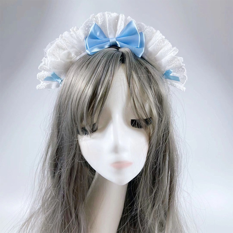 Băng Đô Cài Tóc Phối Ren Nơ Phong Cách Lolita Xinh Xắn Cho Nữ