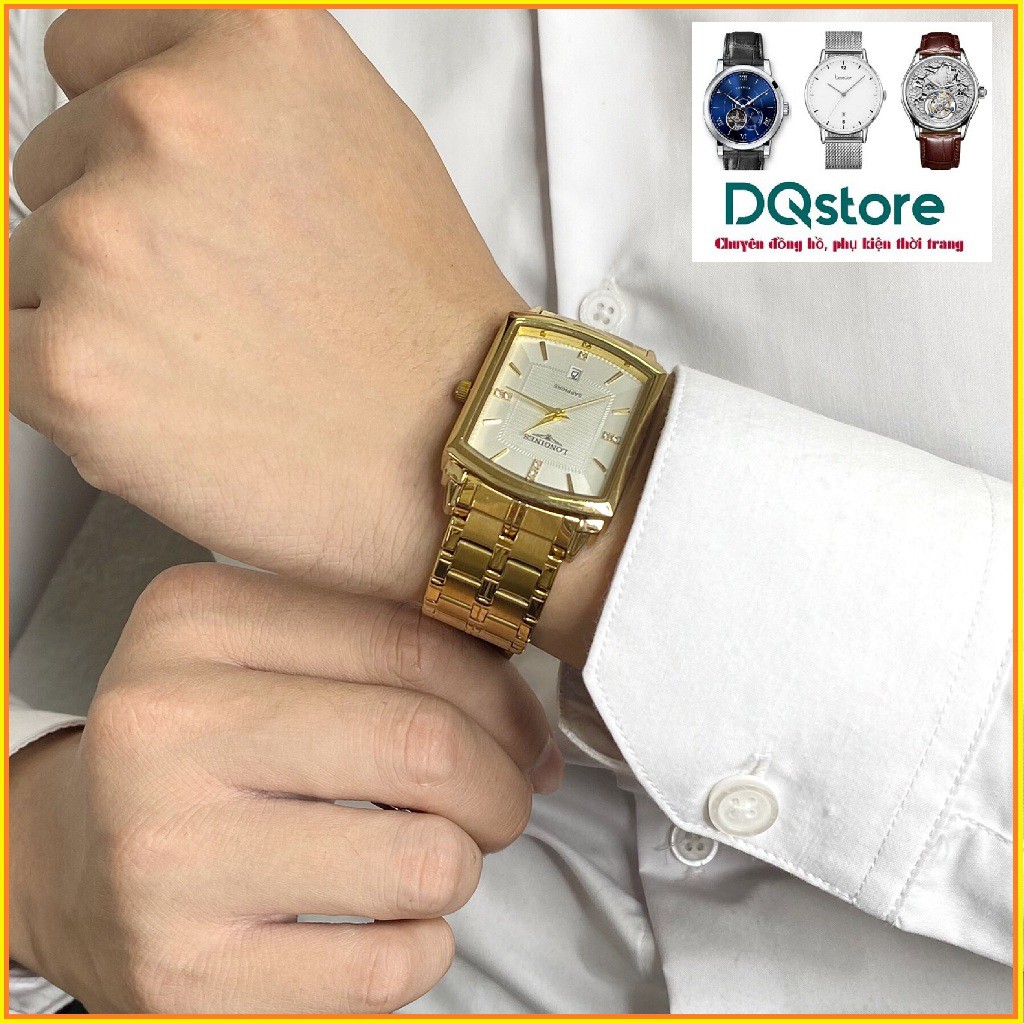 ( HÀNG XỊN ) Đồng hồ nam mặt chữ nhật ONGINES, kính saphire, chống nước tốt, dây demi siêu sang