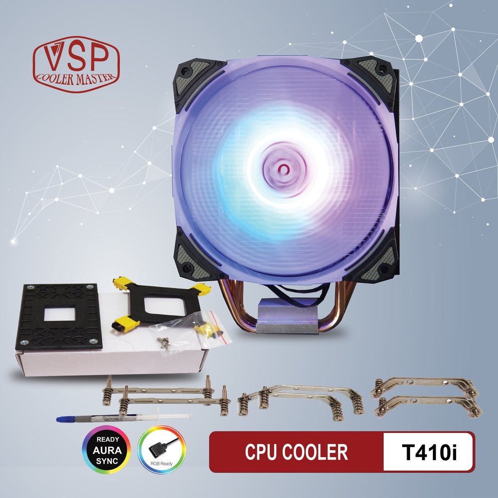 Quạt Tản Nhiệt CPU, Tản Nhiệt Khí CPU Máy Tính Bàn, AMD, Intel, 2U/4U, Fan 12Cm, Led RGB Và ARGB, Chính Hãng VSP, BH 2T